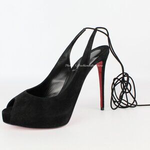 NEW Christian Louboutin Suede Peep-Toe Pumps